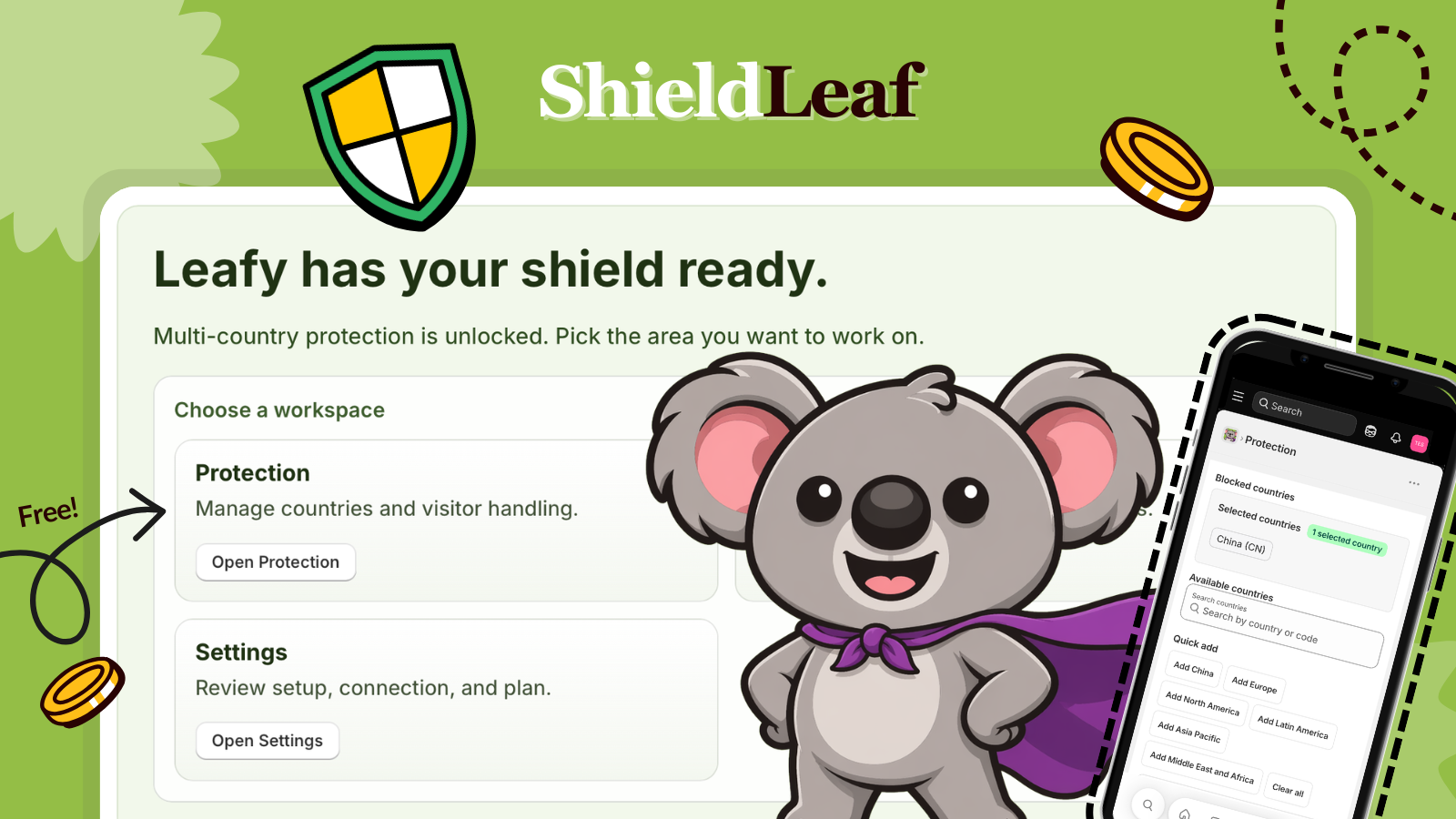 ShieldLeaf welcome workspace preview
